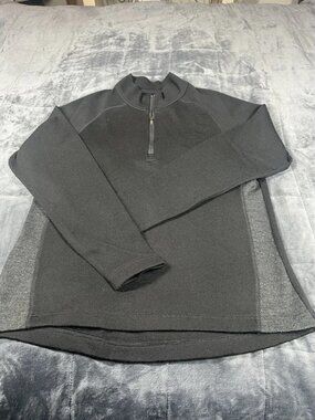 Kiwi Men's Pullover Morion Wool Sweater‎ Quarter Zip Black Plaid Sz Med